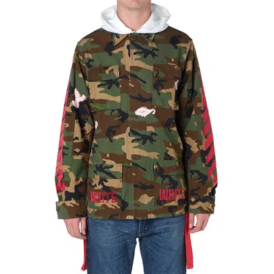 Off-white Camouflage Ribbon Jacket Shirt Men's Camouflage In Green