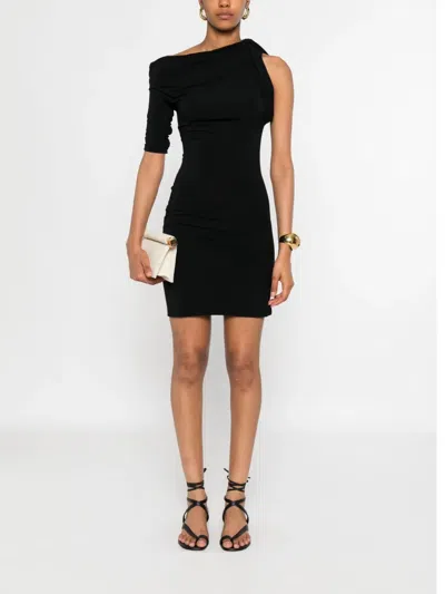 Jacquemus La Mini Robe Drapeado Jersey Dress In Black