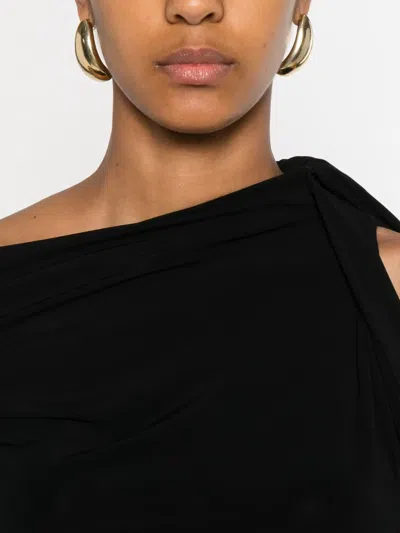 Jacquemus La Mini Robe Drapeado Jersey Dress In Black