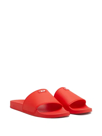 Diesel Sa-swim-rubber Pool Slides With D Logo In Burgundy