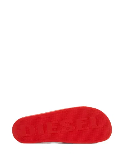 Diesel Sa-swim-rubber Pool Slides With D Logo In Burgundy