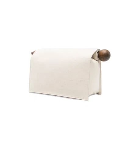 Jacquemus Rectangular Clutch Bag Wooden Handle In Neutral