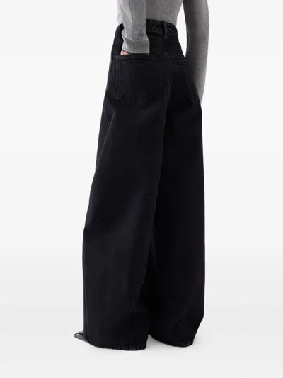 Jacquemus Le De-nîmes Large High Rise Wide Jeans In Black