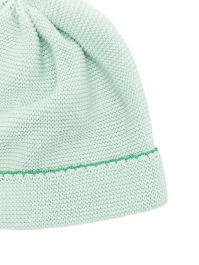 Little Bear Knitted Cotton Hat In Green