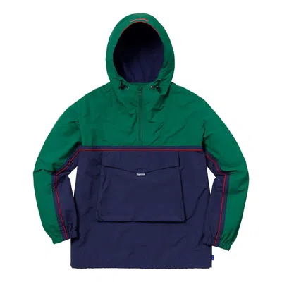Supreme Ss18 Split Anorak Green Colorblock Hooded Interchange Jacket Unisex In Multi