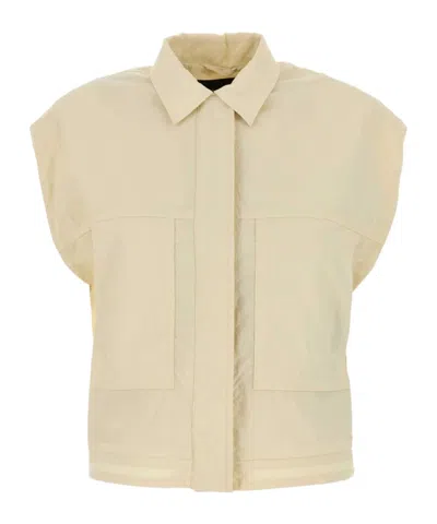 Herno Collared Vest Nylon Front Pockets In Neutral
