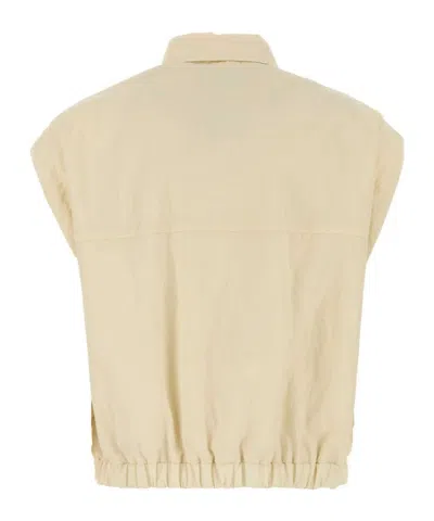 Herno Collared Vest Nylon Front Pockets In Neutral