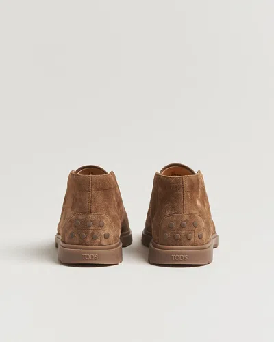 Tod's Leather Ankle Boots Suitable For Desert Terrain In Brown