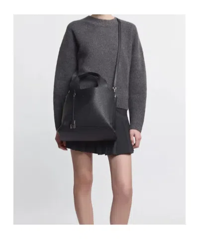Hogan Structured Pebbled Shoulder Bag With Versatile Design In Black