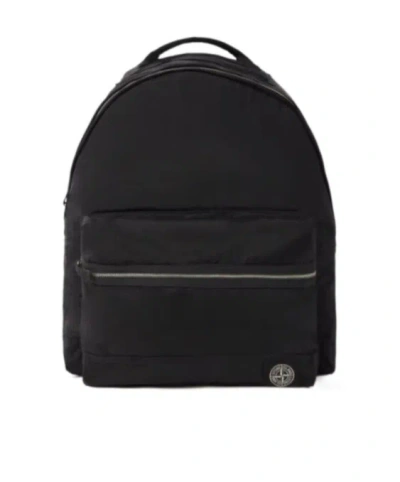 Stone Island Adjustable Strap Logo Backpack With Multiple Pockets
