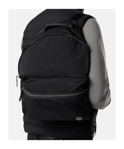 Stone Island Adjustable Strap Logo Backpack With Multiple Pockets