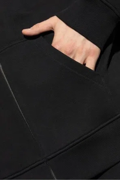 Givenchy Logo Stamp Zip-up Hooded Sweatshirt In Black