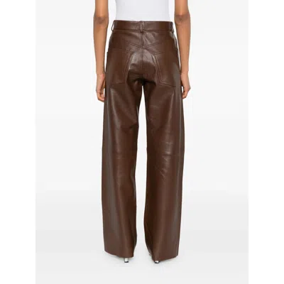 Haikure Five-pocket Leather Pants In Brown