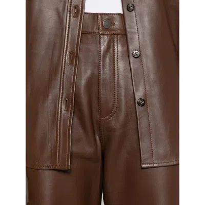 Haikure Five-pocket Leather Pants In Brown
