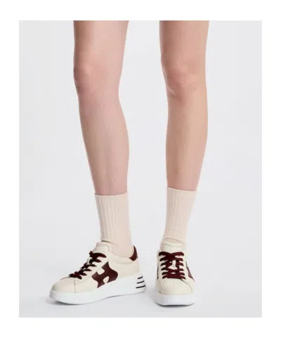 Hogan 'rebel H564' Leather Sneakers In Burgundy