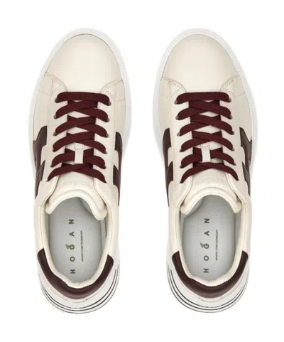 Hogan 'rebel H564' Leather Sneakers In Burgundy