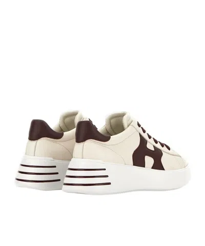 Hogan 'rebel H564' Leather Sneakers In Burgundy