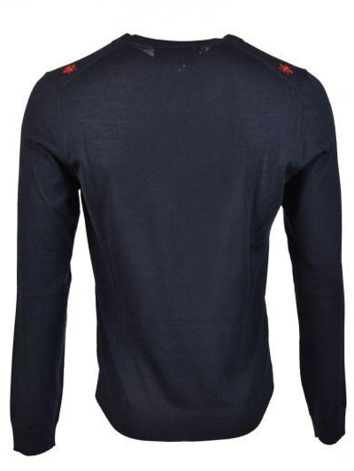 Shop Gucci Bee Intarsia Sweater In Blu Rosso