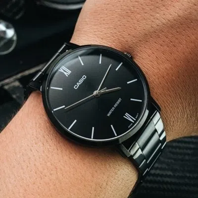 Casio Dress Classic Minimalistic Analog Steel Strap Watch 'black'