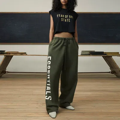 Essentials Fear Of God  Fall24 Back To School Fleece Relaxed Sweatpant 'olive' In Green