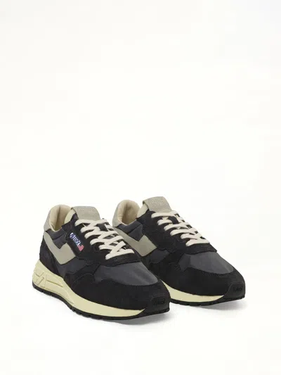 Autry Reelwind Low Suede And Shell Sneakers In Black