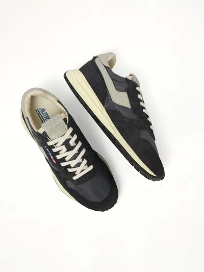 Autry Reelwind Low Suede And Shell Sneakers In Black
