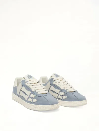 Amiri Pacific Bones Appliquéd Suede Sneakers In Blue
