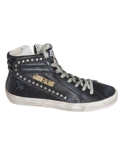 Shop Golden Goose Slide Hi-top Sneakers In Black Leather Studs