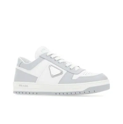 Prada Downtown Leather Sneakers In White