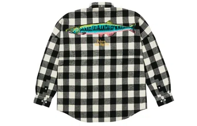 Palace Embroidered Plaid Shirt Unisex Black White