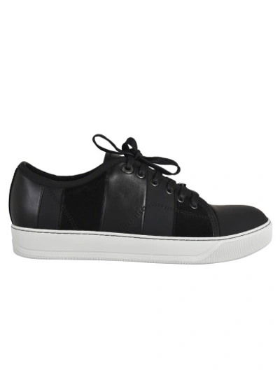 Shop Lanvin Multi Stripes Low Sneakers In Black