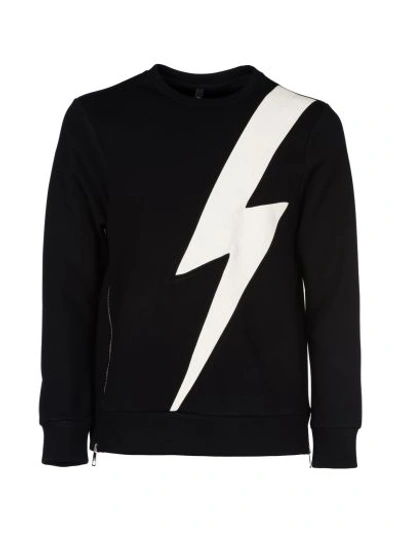 Shop Neil Barrett Lightning Bolt Sweatshirt In Black/white