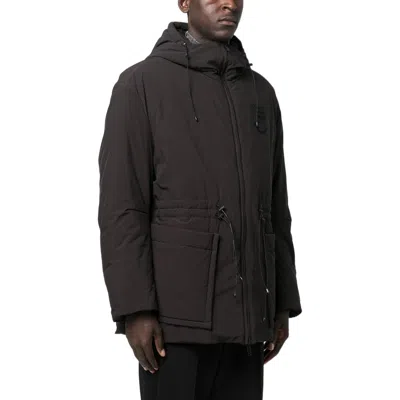 Off-white Logo-patch Padded Jacket In Brown