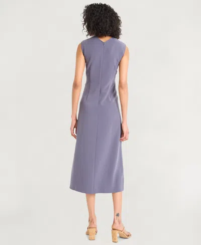 Luxely Ruched Midi Dress In Black