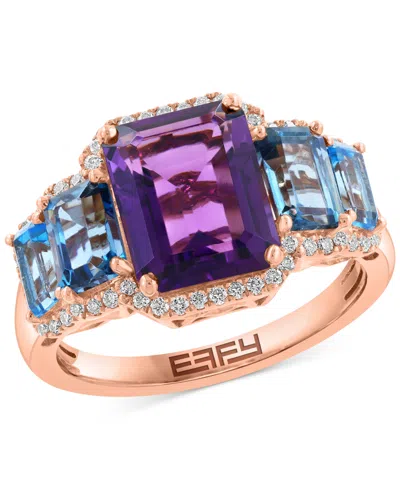 Effy Collection Effy Multi-gemstone (5 Ct. T.w.) & Diamond (1/5 Ct. T.w.) Statement Ring In 14k Rose Gold