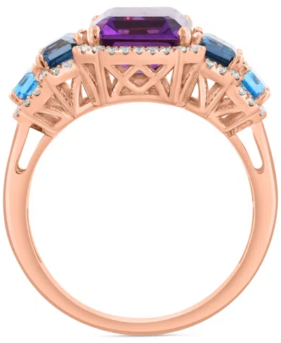 Effy Collection Effy Multi-gemstone (5 Ct. T.w.) & Diamond (1/5 Ct. T.w.) Statement Ring In 14k Rose Gold