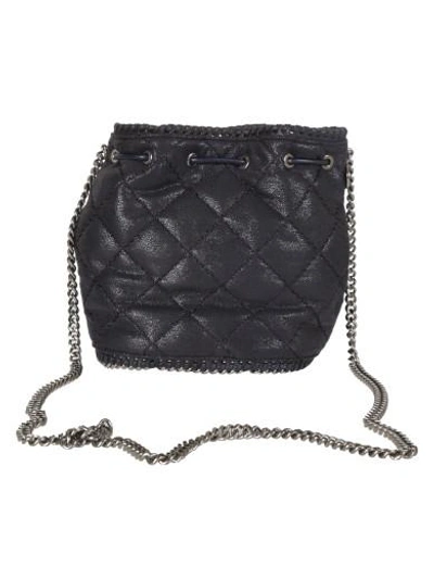 Shop Stella Mccartney Quilted Small Bucket Bag In Navy Blue