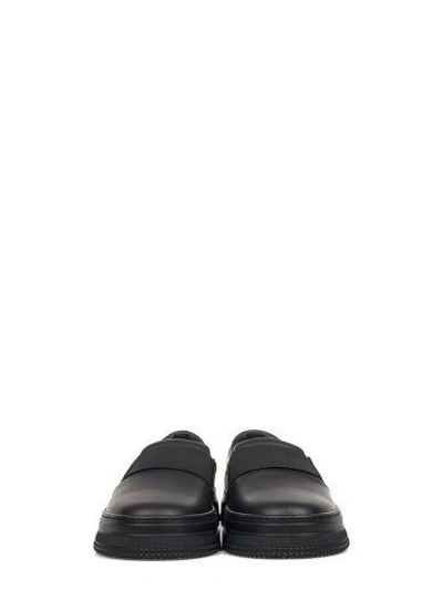 Shop Valentino Black Leather Slip On Sneakers