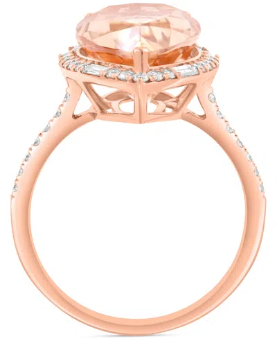 Effy Collection Effy Morganite (6 Ct. T.w.) & Diamond (1/2 Ct. T.w.) Pear-shaped Halo Statement Ring In 14k Rose Gol