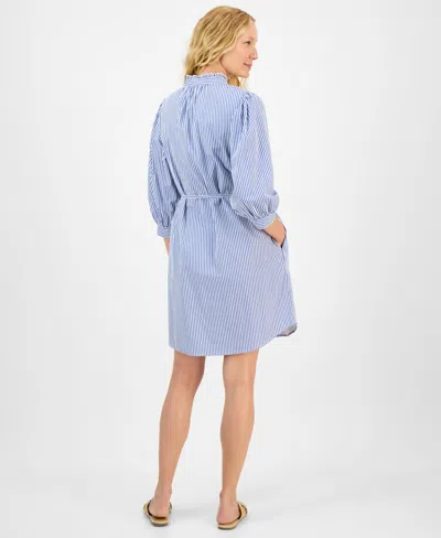 Julia Jordan Embroidered Poplin Shirtdress In Blue