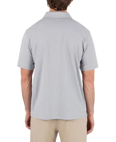 Hurley Men's Printed Stripe Slub Short Sleeve Polo Shirt In Gray