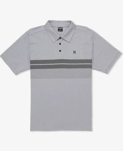 Hurley Men's Printed Stripe Slub Short Sleeve Polo Shirt In Gray