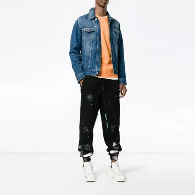 Off-white Diagonal Galaxy Brushed Sweatpants In Black