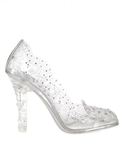 Dolce & Gabbana Dolce And Gabbana Silver Crystal Cinderella Pumps In Trasparente