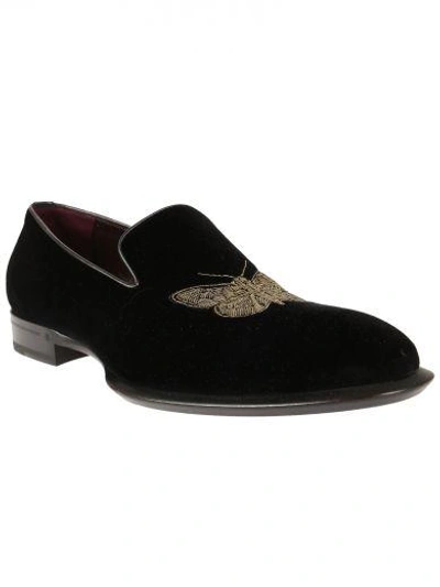 Shop Alexander Mcqueen Butterfly Embroidered Ballerinas In Nero