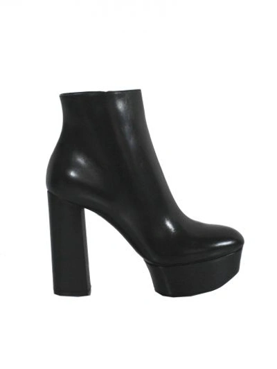 Shop Casadei Black Leather Ankle Booties