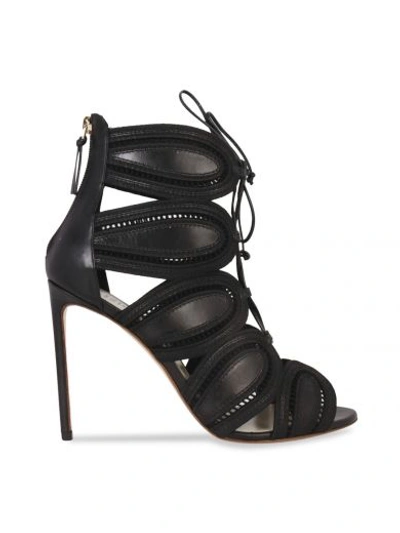 Shop Francesco Russo Francesca Russo Front Lace-up  High Heel Sandals In Nero