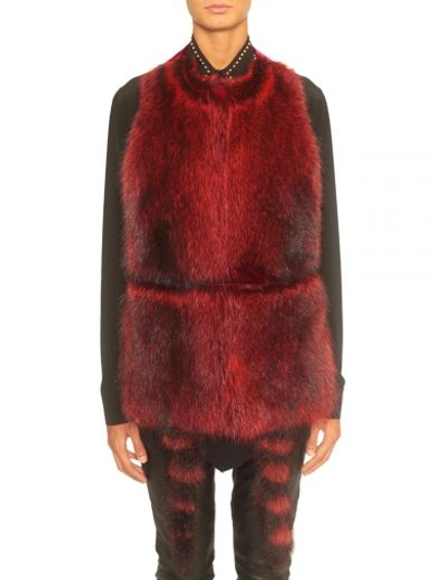 Shop Givenchy Raccoon Fur Vest In Rosso