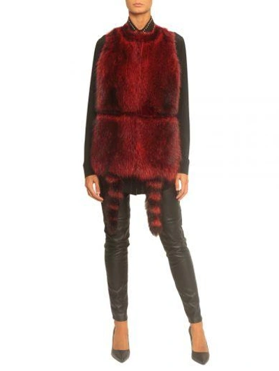 Shop Givenchy Raccoon Fur Vest In Rosso
