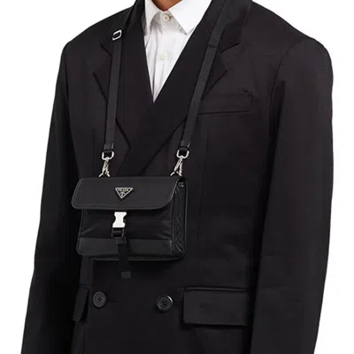 Prada Re-nylon And Saffiano Leather Smartphone Case In Black